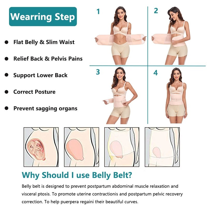 Postpartum Recovery Belly Belt – Adjustable Support Wrap